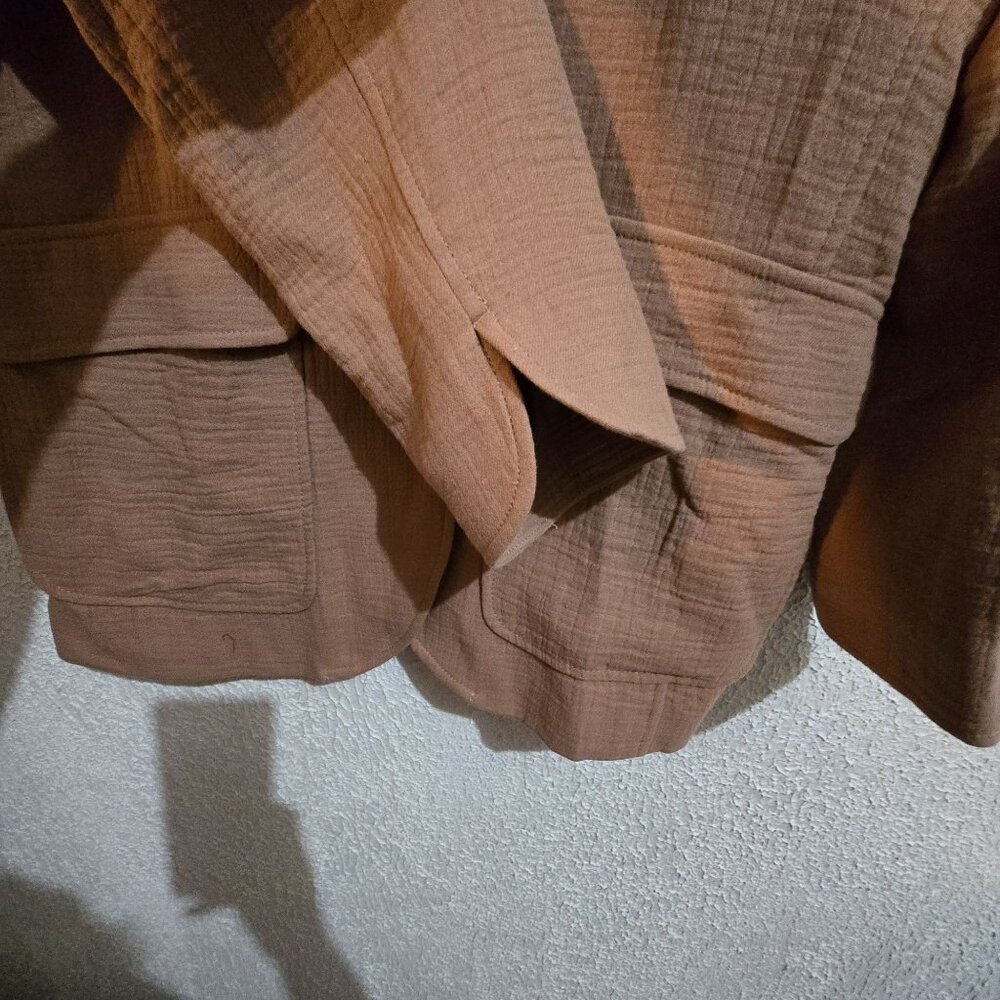 Madewell Womens Textured Blazer Jacket Medium Brown Cotton &‎ Linen Blend - Picture 6 of 10